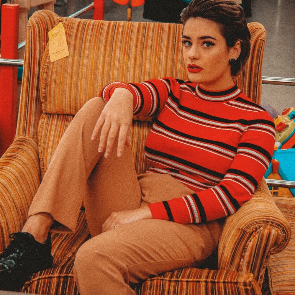 H&M Striped Turtleneck Crop
